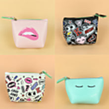 Load image into Gallery viewer, Cartoon Pattern Faux Leather Travel Wristlet Makeup Cosmetic Holder Bag Pouch