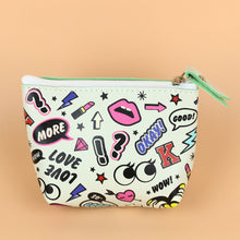 Load image into Gallery viewer, Cartoon Pattern Faux Leather Travel Wristlet Makeup Cosmetic Holder Bag Pouch