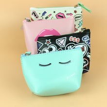 Load image into Gallery viewer, Cartoon Pattern Faux Leather Travel Wristlet Makeup Cosmetic Holder Bag Pouch