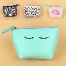 Load image into Gallery viewer, Cartoon Pattern Faux Leather Travel Wristlet Makeup Cosmetic Holder Bag Pouch