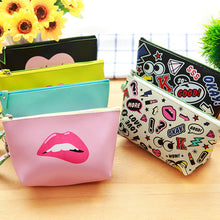 Load image into Gallery viewer, Cartoon Pattern Faux Leather Travel Wristlet Makeup Cosmetic Holder Bag Pouch
