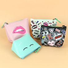 Load image into Gallery viewer, Cartoon Pattern Faux Leather Travel Wristlet Makeup Cosmetic Holder Bag Pouch