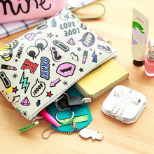 Load image into Gallery viewer, Cartoon Pattern Faux Leather Travel Wristlet Makeup Cosmetic Holder Bag Pouch