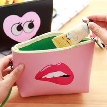 Load image into Gallery viewer, Cartoon Pattern Faux Leather Travel Wristlet Makeup Cosmetic Holder Bag Pouch