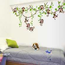 Cargar imagen en el visor de la galería, Decoración de la habitación del niño del hogar, pegatina de pared de árbol de la selva con monos lindos de dibujos animados