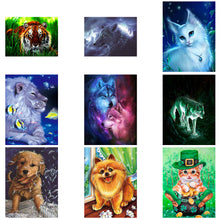 Cargar imagen en el visor de la galería, Lindos animales perro león gato punto de cruz DIY resina diamante pintura decoración del hogar