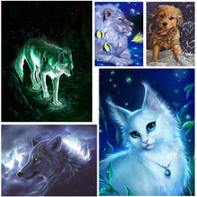 Cargar imagen en el visor de la galería, Lindos animales perro león gato punto de cruz DIY resina diamante pintura decoración del hogar
