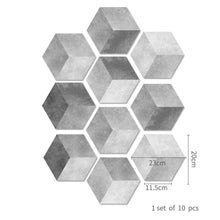 Cargar imagen en el visor de la galería, 10 Uds. Pegatinas hexagonales de azulejo piso de pared estilo cemento Retro calcomanía decoración de cocina