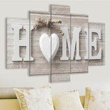 Cargar imagen en el visor de la galería, 5 paneles amor hogar pared arte cuadros lienzo pintura decoración regalo sin marco
