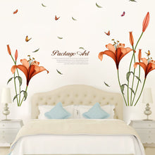 Cargar imagen en el visor de la galería, Moda flor mariposa DIY etiqueta de la pared dormitorio sala de estar decoración del hogar