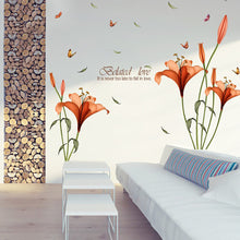 Cargar imagen en el visor de la galería, Moda flor mariposa DIY etiqueta de la pared dormitorio sala de estar decoración del hogar