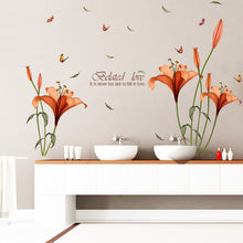 Cargar imagen en el visor de la galería, Moda flor mariposa DIY etiqueta de la pared dormitorio sala de estar decoración del hogar