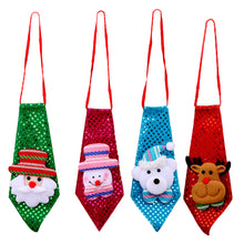 Cargar imagen en el visor de la galería, Corbata navideña LED luminosa, corbata de alce y muñeco de nieve de Papá Noel, decoración navideña para niños y adultos