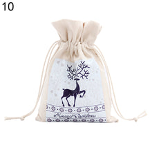 Load image into Gallery viewer, Merry Christmas Santa Claus Xmas Tree Wreath Print Canvas Gift Storage Cinch Bag