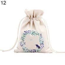 Load image into Gallery viewer, Merry Christmas Santa Claus Xmas Tree Wreath Print Canvas Gift Storage Cinch Bag