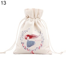 Load image into Gallery viewer, Merry Christmas Santa Claus Xmas Tree Wreath Print Canvas Gift Storage Cinch Bag