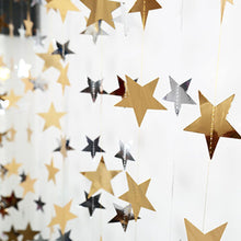 Cargar imagen en el visor de la galería, 4m Estrellas de cinco puntas Efecto espejo Colgante Cadena de papel Fiesta Hogar Decoración DIY