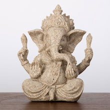 Cargar imagen en el visor de la galería, Estatua de elefante de Buda Ganesha de piedra arenisca, escultura hecha a mano, decoración del hogar