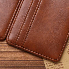 Load image into Gallery viewer, Men Vintage Faux Leather Money Clip Card Holder Pocket Slim Bifold Magic Wallet