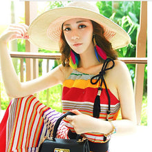 Учитај слику у прегледач галерије, Лади Бохемиан у контрастној боји ручно рађено перо дуге висеће ушне минђуше