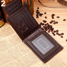 Cargar imagen en el visor de la galería, Monedero con ranuras para tarjetas de crédito plegables informales de negocios de cuero sintético a la moda para hombre