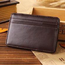 Load image into Gallery viewer, Men Vintage Faux Leather Money Clip Card Holder Pocket Slim Bifold Magic Wallet