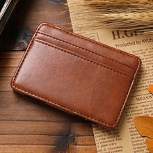 Load image into Gallery viewer, Men Vintage Faux Leather Money Clip Card Holder Pocket Slim Bifold Magic Wallet