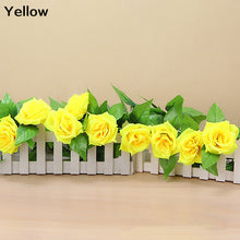 Cargar imagen en el visor de la galería, Artificial flor de rosa de seda falsa hiedra vid guirnalda colgante boda DIY decoración del hogar