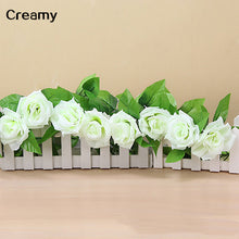 Cargar imagen en el visor de la galería, Artificial flor de rosa de seda falsa hiedra vid guirnalda colgante boda DIY decoración del hogar