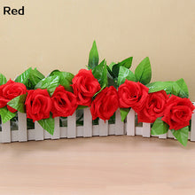Cargar imagen en el visor de la galería, Artificial flor de rosa de seda falsa hiedra vid guirnalda colgante boda DIY decoración del hogar