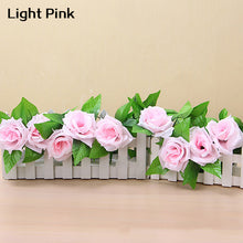 Cargar imagen en el visor de la galería, Artificial flor de rosa de seda falsa hiedra vid guirnalda colgante boda DIY decoración del hogar
