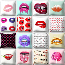 Cargar imagen en el visor de la galería, Funda de cojín cuadrada con estampado de labios sexis, funda de cojín, decoración del sofá del hogar del coche