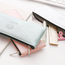 Учитај слику у прегледач галерије, Сунни Фаук Леатхер Пен Тоуцх Пенцил Цасе торба за одлагање канцеларијског материјала Студентски поклон