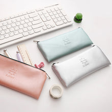 Учитај слику у прегледач галерије, Сунни Фаук Леатхер Пен Тоуцх Пенцил Цасе торба за одлагање канцеларијског материјала Студентски поклон