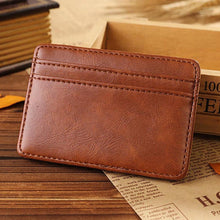 Load image into Gallery viewer, Men Vintage Faux Leather Money Clip Card Holder Pocket Slim Bifold Magic Wallet