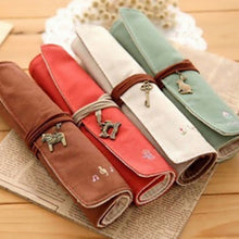 Load image into Gallery viewer, Creative Canvas Stationery Bag Pen Pencil Holder Roll Up Brush Makeup Case Pouch