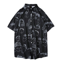 Cargar imagen en el visor de la galería, Moda novedosa camisa de manga corta holgada con cuello vuelto y estampado de dibujos animados para hombre de verano 2019 novedades de verano