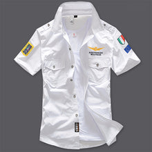 Load image into Gallery viewer, New Men's Shirts Short Sleeve Summer Beach Embroidered Tops High Quality Military Cotton Air Force One MA Casual Shirts 6XL
