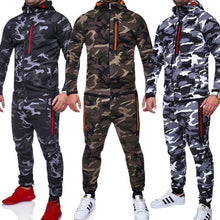 Cargar imagen en el visor de la galería, ZOGAA conjuntos para hombre, traje de chándal 2019, chaqueta de camuflaje, chándal con estampado de camuflaje, ropa deportiva a juego, Sudadera con capucha, abrigo, pantalones, chándal militar