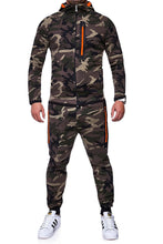 Cargar imagen en el visor de la galería, ZOGAA conjuntos para hombre, traje de chándal 2019, chaqueta de camuflaje, chándal con estampado de camuflaje, ropa deportiva a juego, Sudadera con capucha, abrigo, pantalones, chándal militar