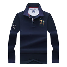 Cargar imagen en el visor de la galería, Polo bordado 3D de color sólido de alta calidad, polos informales, polo de manga larga para hombre, novedad de 2018, polosshirt