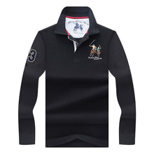Cargar imagen en el visor de la galería, Polo bordado 3D de color sólido de alta calidad, polos informales, polo de manga larga para hombre, novedad de 2018, polosshirt