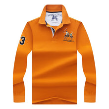 Cargar imagen en el visor de la galería, Polo bordado 3D de color sólido de alta calidad, polos informales, polo de manga larga para hombre, novedad de 2018, polosshirt