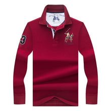 Cargar imagen en el visor de la galería, Polo bordado 3D de color sólido de alta calidad, polos informales, polo de manga larga para hombre, novedad de 2018, polosshirt