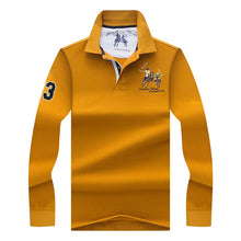 Cargar imagen en el visor de la galería, Polo bordado 3D de color sólido de alta calidad, polos informales, polo de manga larga para hombre, novedad de 2018, polosshirt