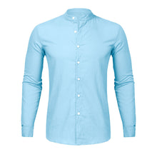 Cargar imagen en el visor de la galería, Dropshipping moda hombres Casual cuello redondo botón sólido playa manga larga blusa Casual vestido mujeres estilo coreano