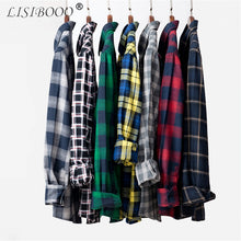 Cargar imagen en el visor de la galería, Camisa informal a cuadros para hombre, camisa de franela para primavera y otoño, camisas de vestir para hombre, camisa de algodón ajustada de manga larga a la moda para hombre