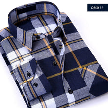 Cargar imagen en el visor de la galería, Camisa informal a cuadros para hombre, camisa de franela para primavera y otoño, camisas de vestir para hombre, camisa de algodón ajustada de manga larga a la moda para hombre