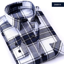 Cargar imagen en el visor de la galería, Camisa informal a cuadros para hombre, camisa de franela para primavera y otoño, camisas de vestir para hombre, camisa de algodón ajustada de manga larga a la moda para hombre
