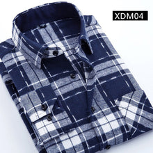 Cargar imagen en el visor de la galería, Camisa informal a cuadros para hombre, camisa de franela para primavera y otoño, camisas de vestir para hombre, camisa de algodón ajustada de manga larga a la moda para hombre